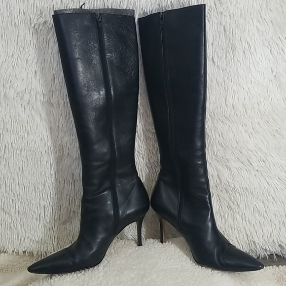 Manolos Blahnik leather knee high boots lace up - Picture 3 of 10